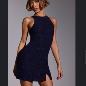 Oh Polly Midnight Blue Glitter Dress